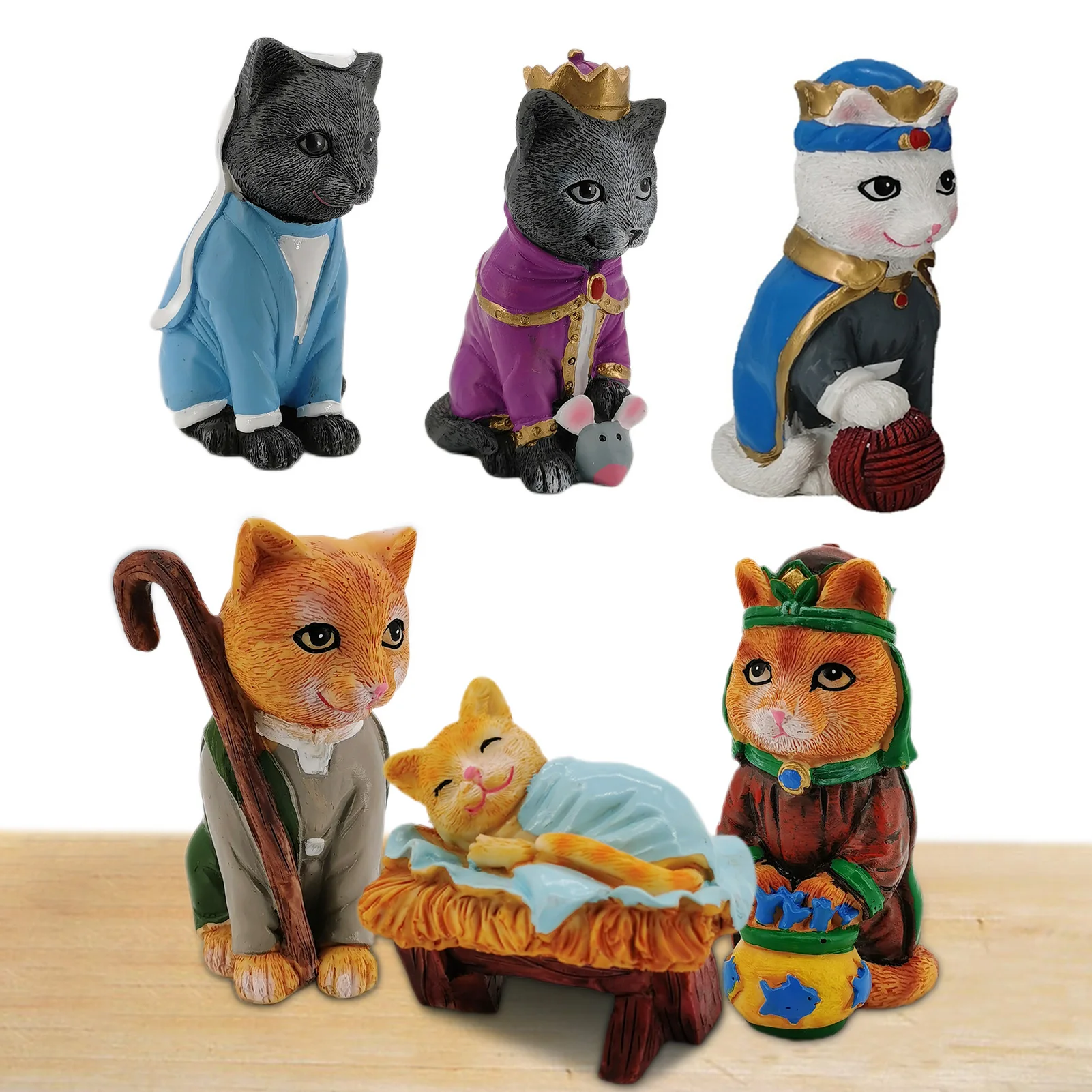 

6 шт./партия Рождественский набор для рождественского Рождества, кормушка для кошек, статуя для дома, настольные украшения, Рождественский Д...