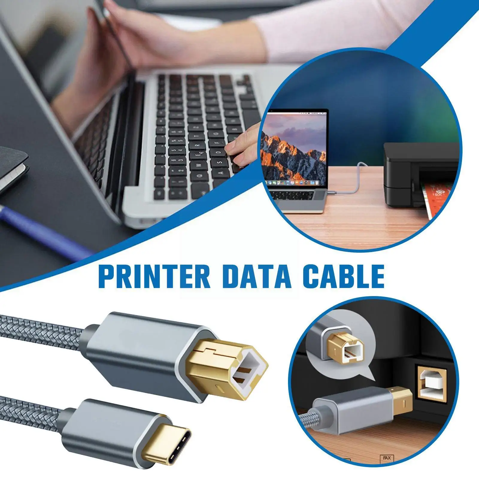 

Usb C To Usb B 2.0 Printer Cable Braided Printer Scanner For Pro Midi Controlle Cable F2t7