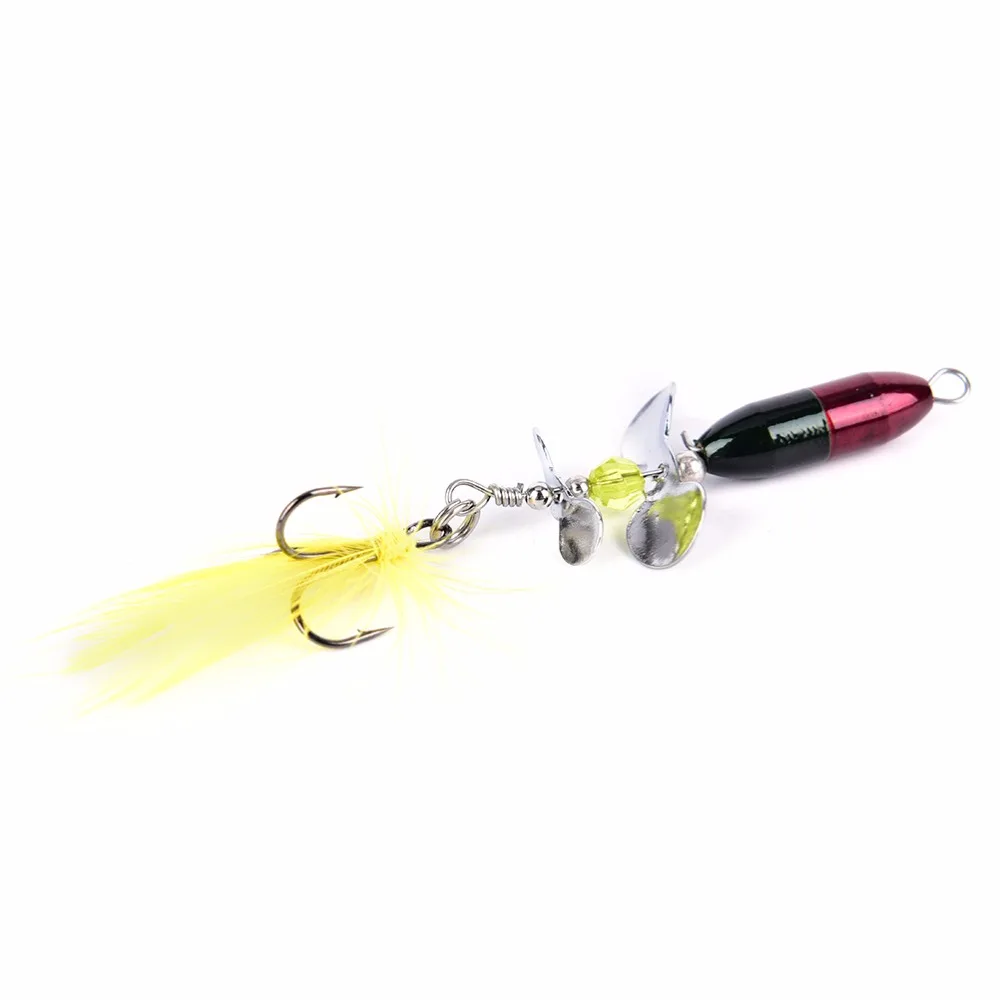 

2PCS Artificial Ice Fishing Lures Long Casting Spinner Bait Metal Fishing Lure w/ Double Tail Propeller Trout Carp Catfish