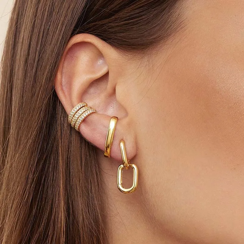 KEYOUNUO Gold Filled Hoop Drop Earrings Set for Women Ear Cuff Blue Zircon Enamel Dangle Earrings 2023 Fashion Jewelry Wholesale images - 6