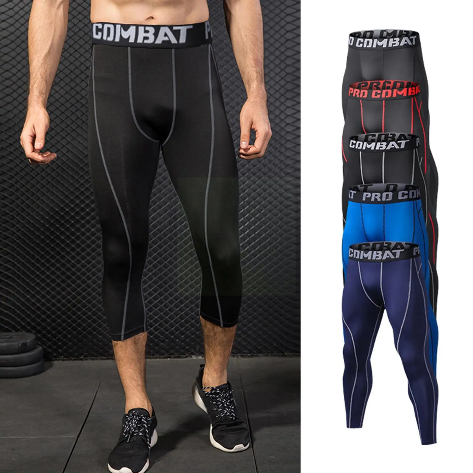 

Men Quick Dry Stretch Base Layer Running Tight Shorts Exercise Cycling Cropped Basketball Pant Leggings Fitness Sport Trous S7B2