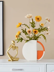 Vase Home Decor Flowers Vase Nordic Ceramic Flower Arrangement Dried Flower Art Home Living Room Decor Vase Decoration Salon
