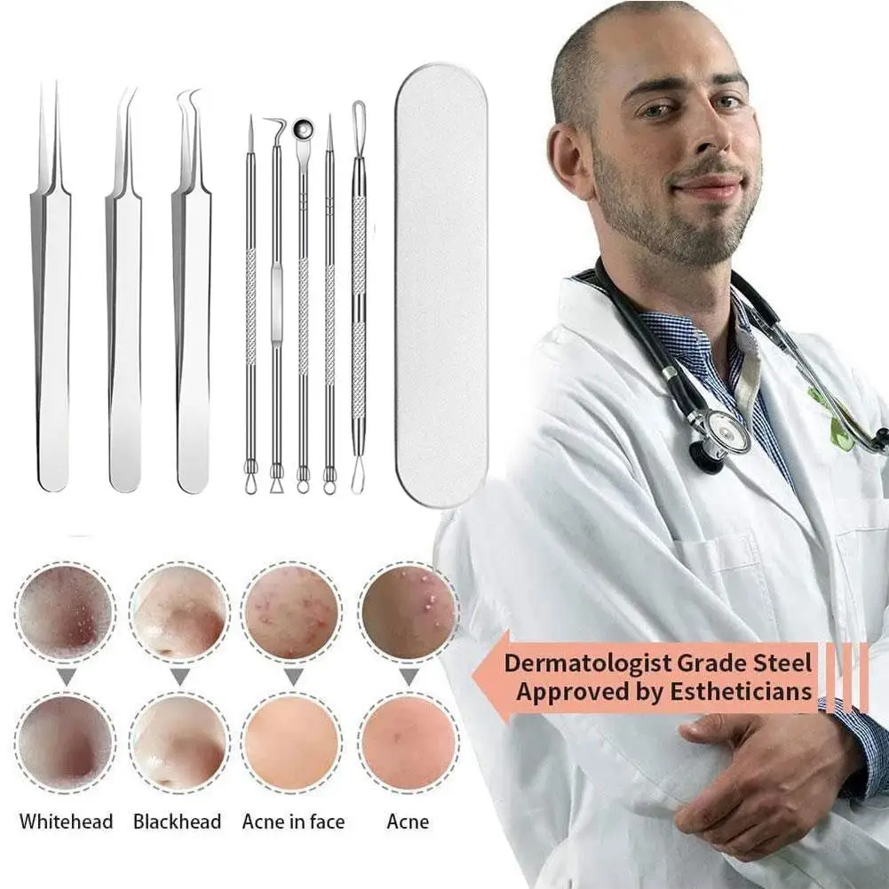 

Stainless Steel Blackhead Removal Kit Acne Blemish Face Cleaning Needles Cosmetic Extractor Tools Pimple Remover A4U6