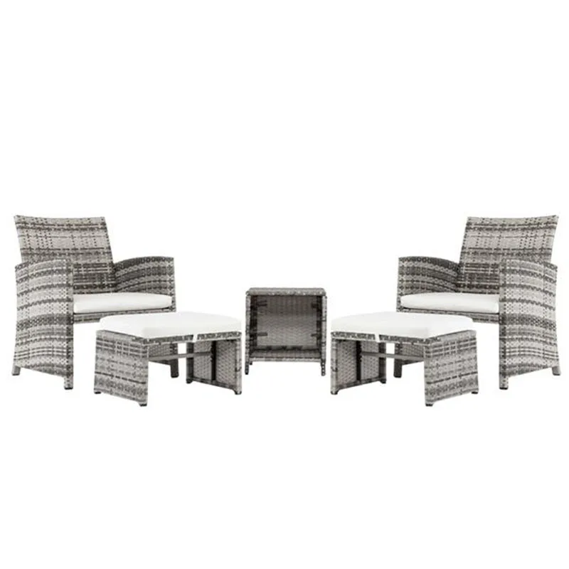 

5 Piece Terrace Furniture Set Outdoor Modular Sofa Set Rattan Multi-Piece Set Wicker Rattan Dining Table and Chair with Footrest