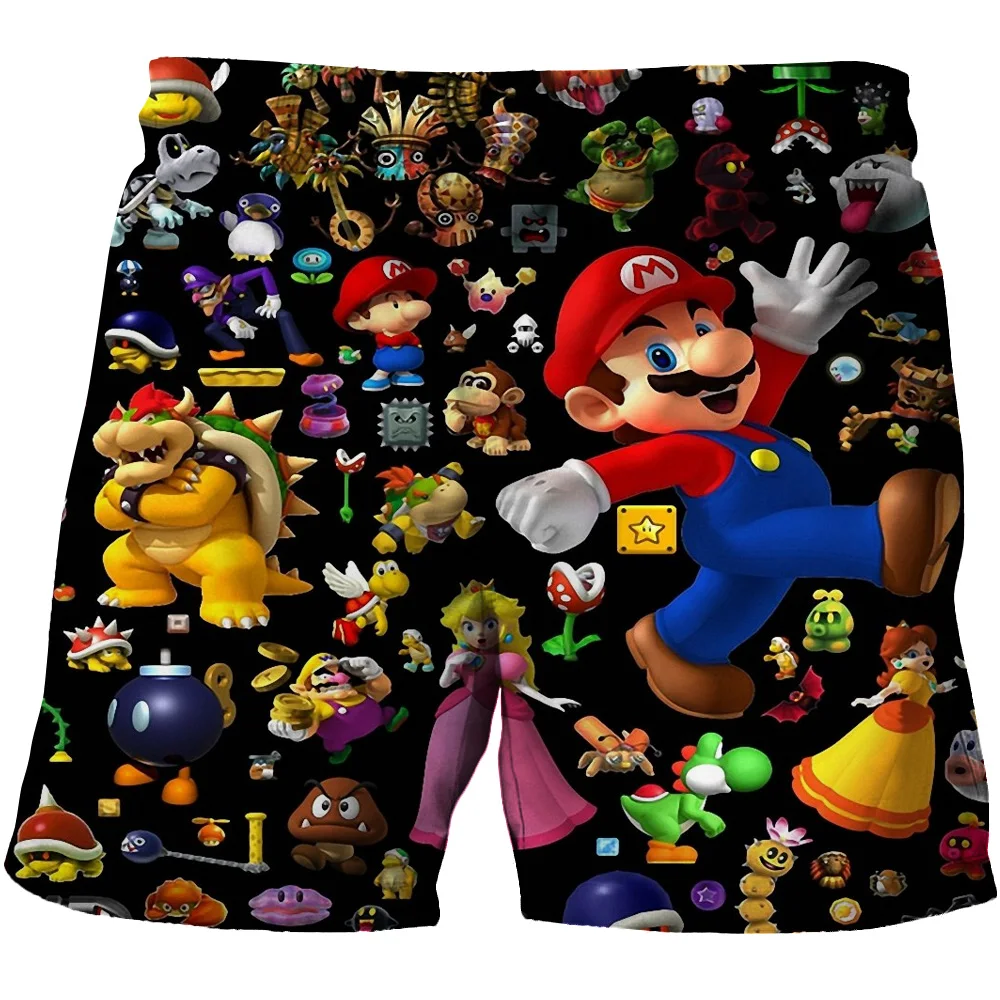 

Новинка, летние пляжные шорты в стиле Super Mario, быстросохнущие шорты для серфинга для мальчиков и подростков, детские пляжные шорты для отдыха
