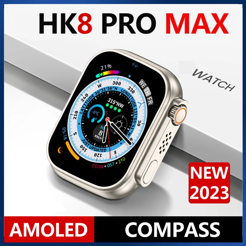 

HK8 Pro Max Ultra AMOLED Smart Watch Series 8 Ultra 49mm 2023 Bluetooth Call NFC Compass Smartwatch for Men Women Pk IWO H11 ZD8