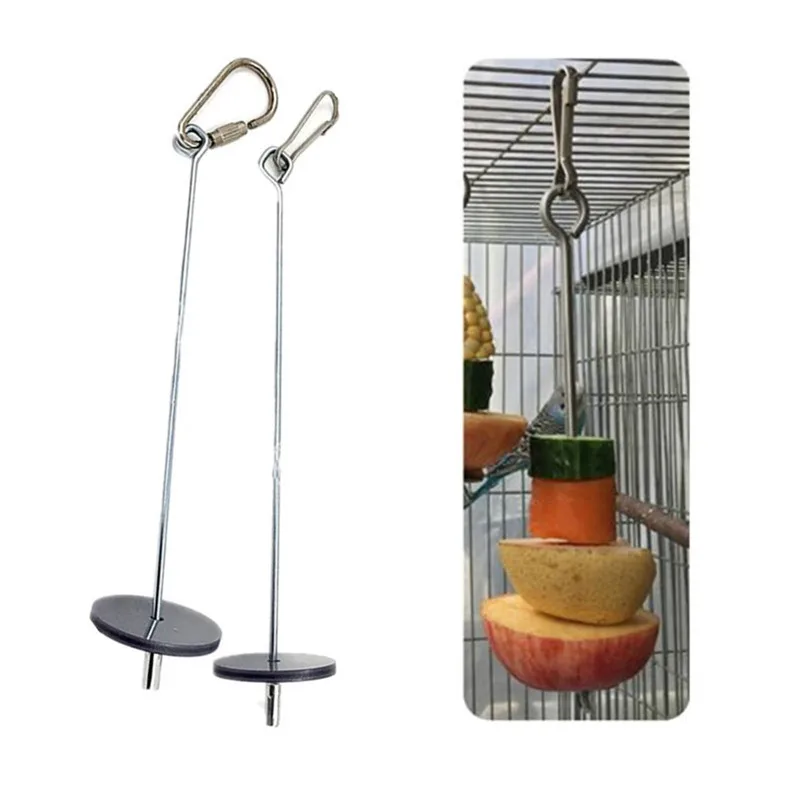 

2023NEW 1Pc Pet Parrots Birds Food Holder Support Stainless Steel Fruit Spear Stick Meat Fruit Vegetable Skewer Fruits Fork Hook