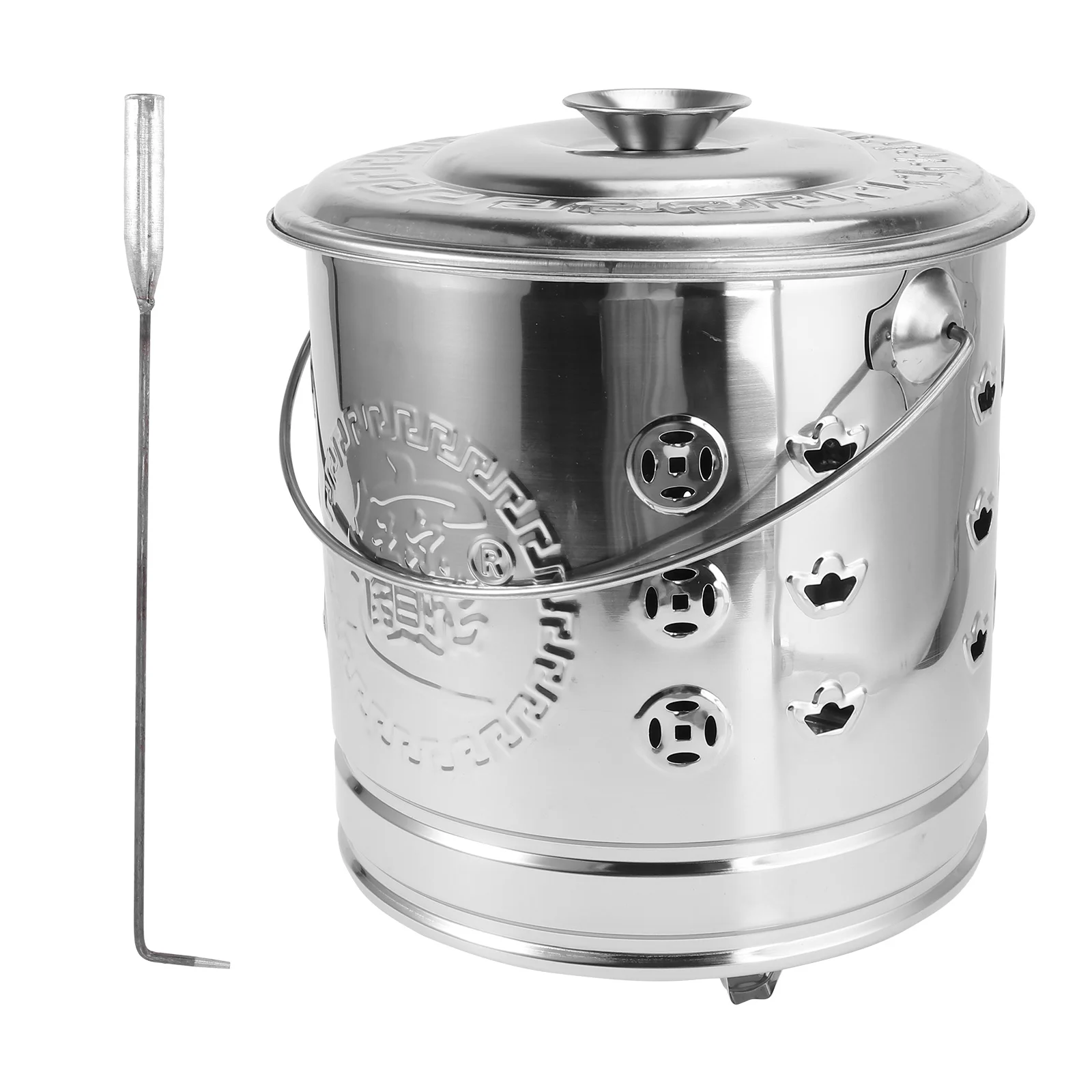 

Garbage Cans Outdoor Stainless Steel Incinerator Burn Bucket Household Barrel Paper Leaves Worship Travel