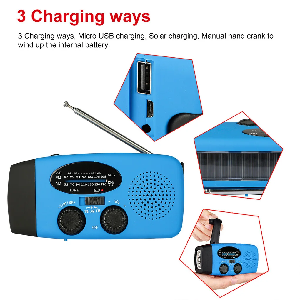 hand crank radio receiver rechargeable waterproof emergency led flashlight multifunctional phone charger green free global shipping