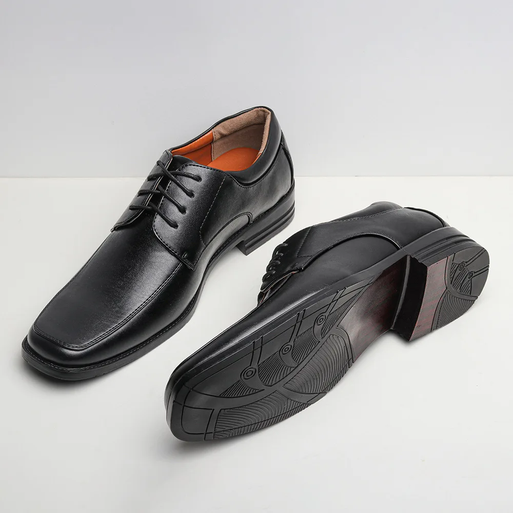 

Derby Dress Shoes Leather For Men Lace-up Casual Fashion Business Office Wedding Party Square Toe Comfortable Shoe