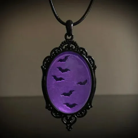 Готическое ожерелье с подвеской в виде летучей мыши вампира, фиолетовая/красная ведьма, модное языческое украшение, подарок на Хэллоуин, искусственное кольцо в стиле ретро