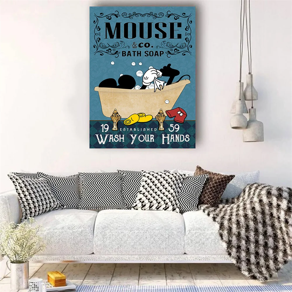 

Mouse Bath Soap Wash Your Hands Modern Canvas Poster HD Print Art Painting Home Decor Wall Picture Modular Nordic For Bedroom