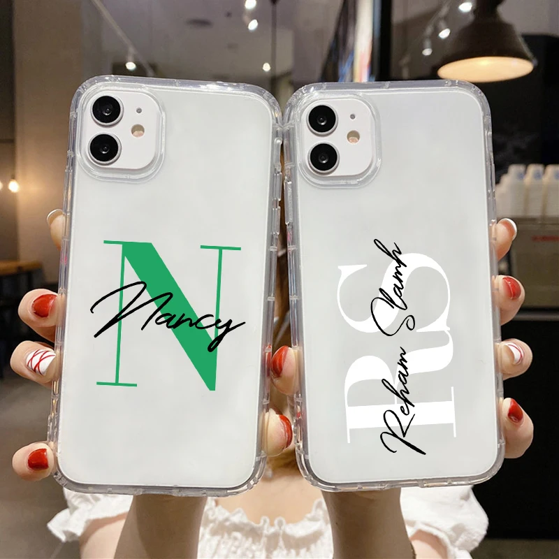 Custom Name Initial letter DIY Case For Samsung Galaxy A52S A12 A03 A32 A72 A51 A71 A33 A53 S22 Ultra S21 Plus S20 FE Case Clear