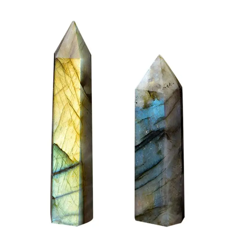 

Natural Labradorite Moonstone Crystal Stone Polished Hexagonal Gemstone Energy Stone Quartz Ornaments Home Decor