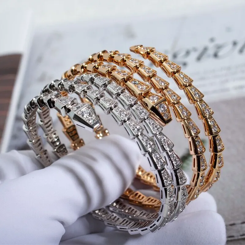 

Европейские высококачественные ювелирные изделия из стерлингового серебра 925 пробы, инкрустированный браслет со змеиным плетением, женский модный роскошный бренд