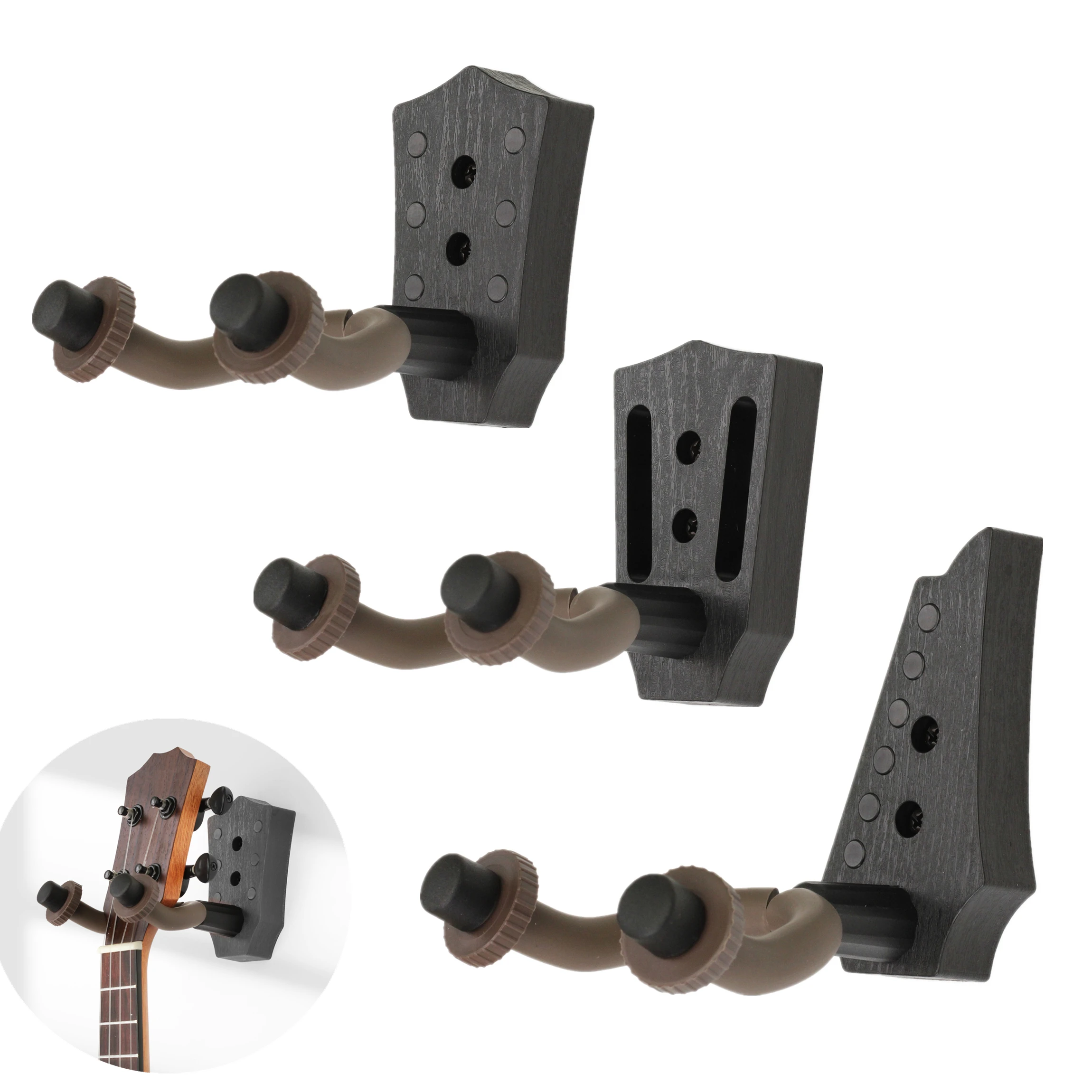 

Wall Mount Acoustic Guitar Hanger Hook Holder Guitar Shape Head ABS Base Imitation of Ebony