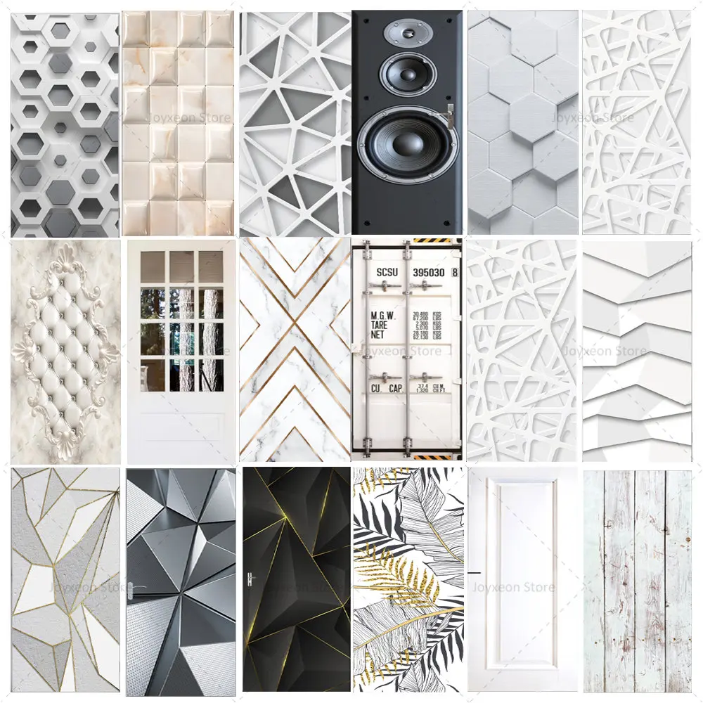 

29 геометрических дверных наклеек, черно-белые линии, низкие Роскошные узоры, украшение для дома, водонепроницаемые самоклеящиеся дверные о...