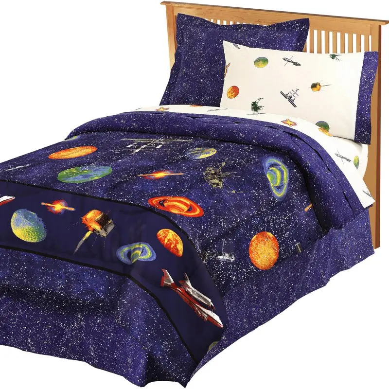 

Outer Space Twin 6 Piece Comforter Set, Cotton/Polyester, Dark Blue, Orange, Multi