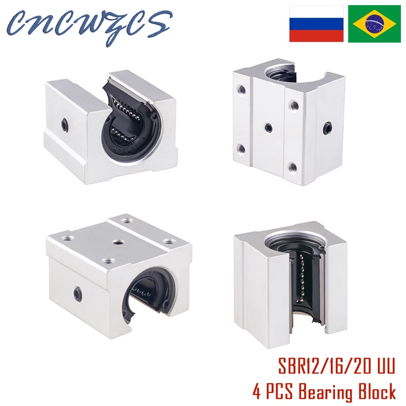 4 шт. SBR12UU SBR16UU SBR20UU 12 мм 16 мм 20 мм линейный Шарикоподшипниковый блок CNC маршрутизатор SBR линейная направляющая открытый тип Шарикоподшипниковый блок