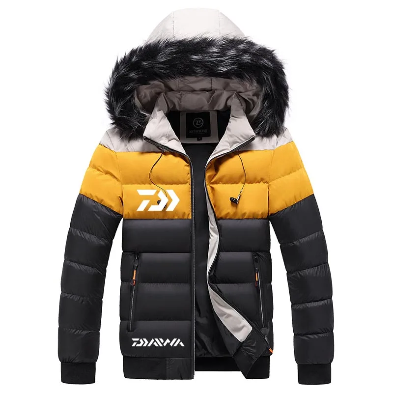 

Daiwa skiing Fishing Hooded Jacket for Men Winter Thin Warm Plus Size Climbing Outdoor Mountaineering Coats