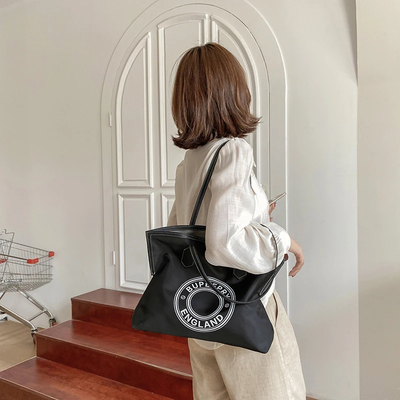 Women Corduroy Shoulder Bag Reusable Shopping Bags Casual Tote 2022 New Soft Female Handbag with Button Environmental Organizer