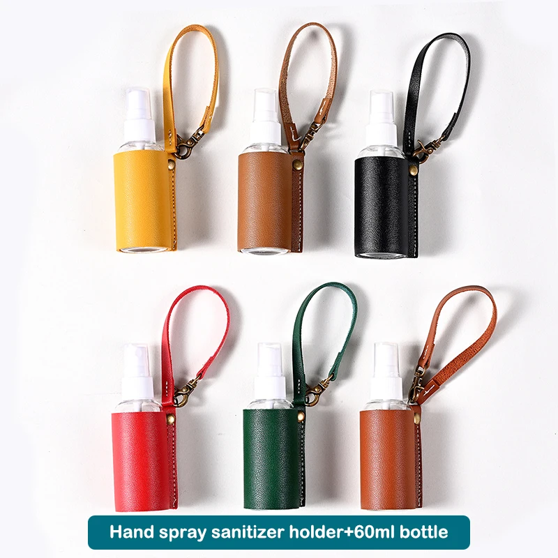 

New 60ml Hand Sanitizer Case Perfume Leather Case Portable Hydroalcoholic Gel Bottle Hand Sanitizer Leather Case Keychain Holder