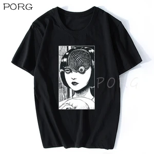 Футболка мужская удзумаки, модная повседневная рубашка, смешная хлопковая Футболка с принтом джундзи Ито ужас манга, аниме на заказ, лето