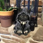 Новая фигурка кота, фигурка ведьмы, мрачного Жнеца, украшение из смолы, черная накидка, сетка, Жнецы, кошачья микро-украшение для сада, дома, офиса