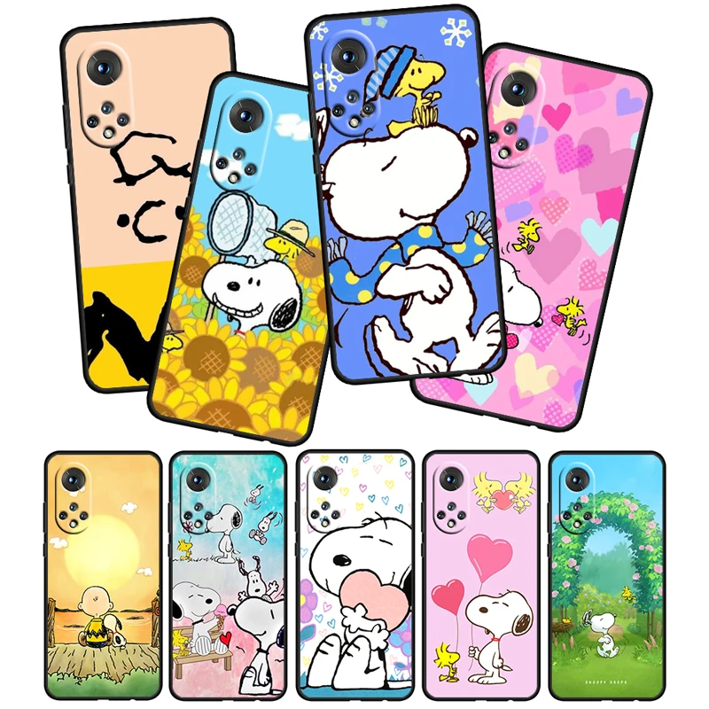 

Snoopy Dog Cartoon For Honor 60 50 30 20 Pro Plus 5G 4G Fundas Cover Coque Capa Magic3 Play5 5T Soft Silicone Black Phone Case