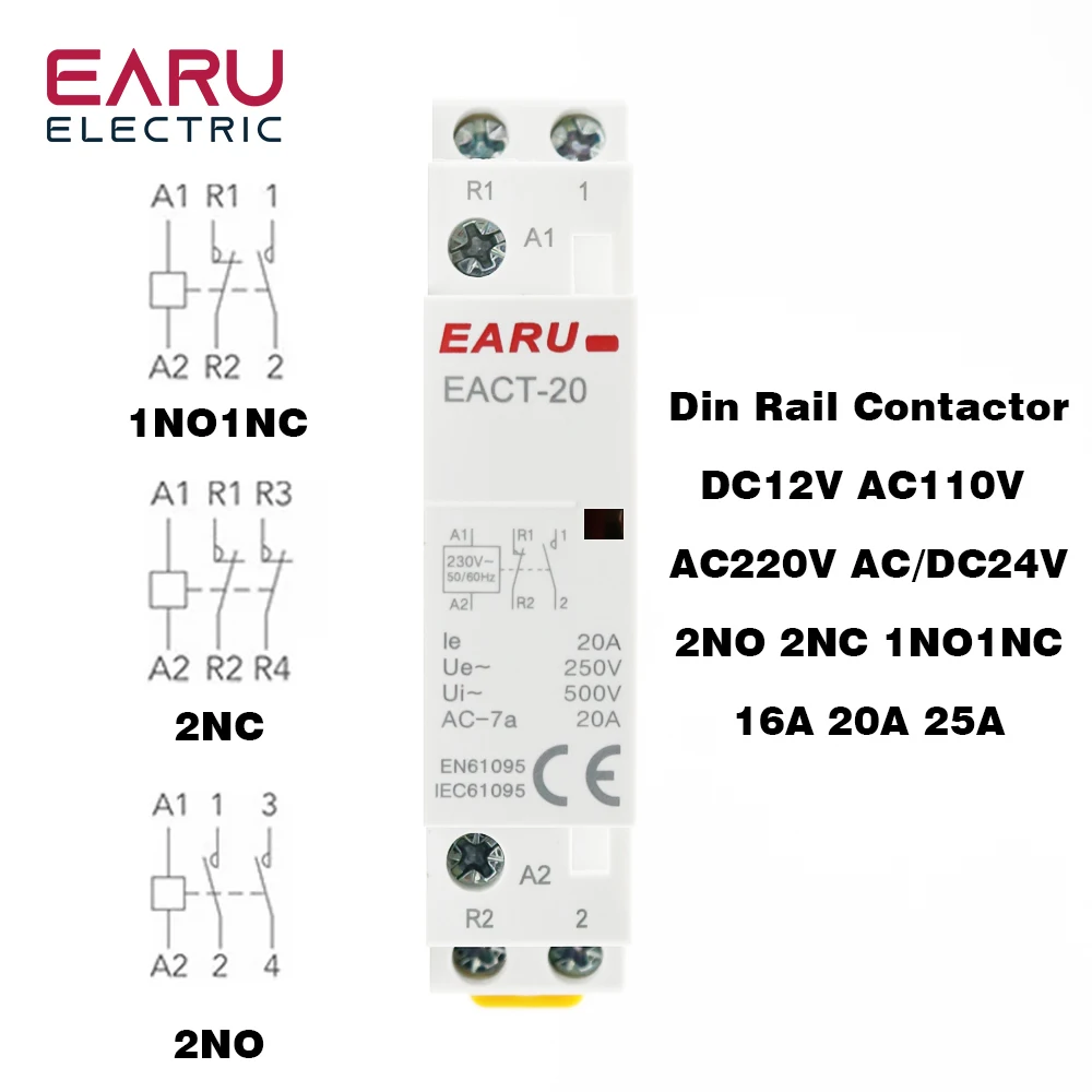 

EARUELETRIC EACT-2P-25 Контактор переменного тока 220-230В 25А