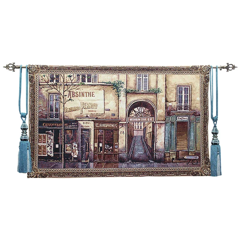 

Belgium Tapestry European-Style Painting Art Murals The Afternoon Old Street Wall Hanging Living Room Sofa Background Wall Cloth