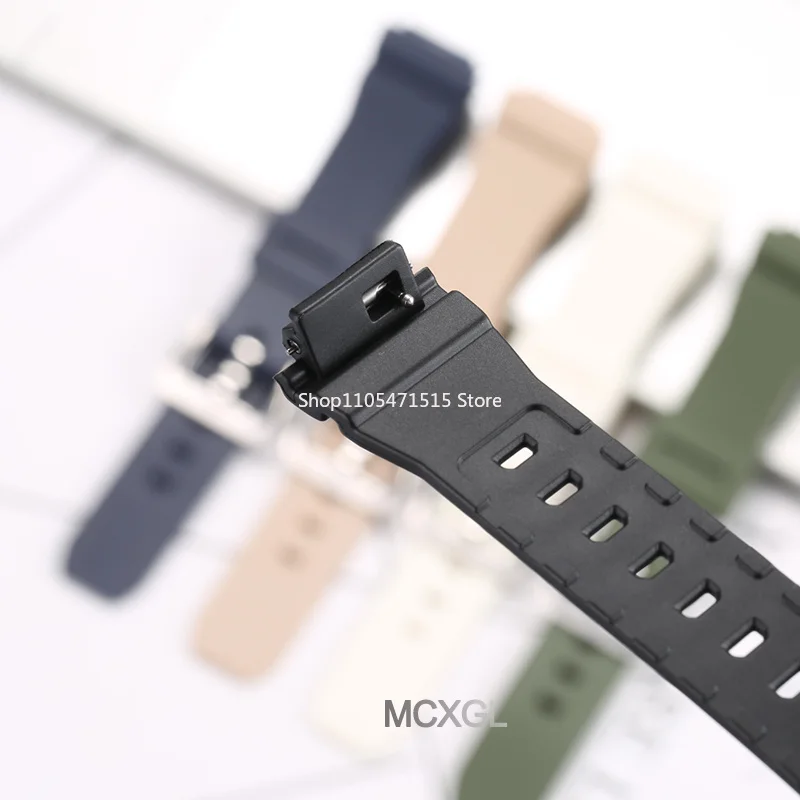 Ремешок для часов из полимерной резины для Casio GM-S2100, черный, с серебристойчерной застежкой, водонепроницаемый, спортивный, сменный браслет + инструмент (art.: 3920dc31a36e6) - 3920dc31a36e6