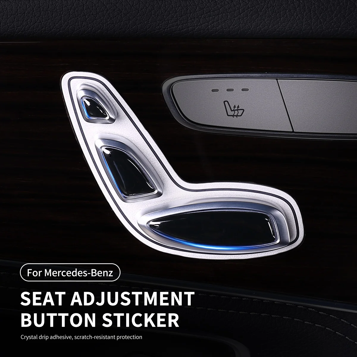 

Black Auto Car Door Seat Adjust Button Switch Cover Sticker Trim for Mercedes Benz A B C E Class GLC GLS W213 W205 X253 W166
