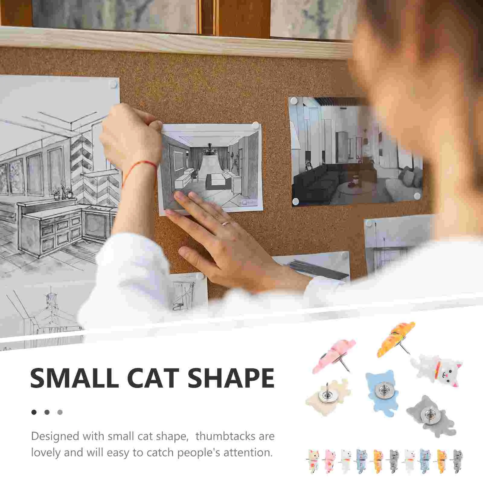 

Long Tail Cat Pushpin Tacks Decorative Pins Cork Board Accessories Thumb Desk Accessory