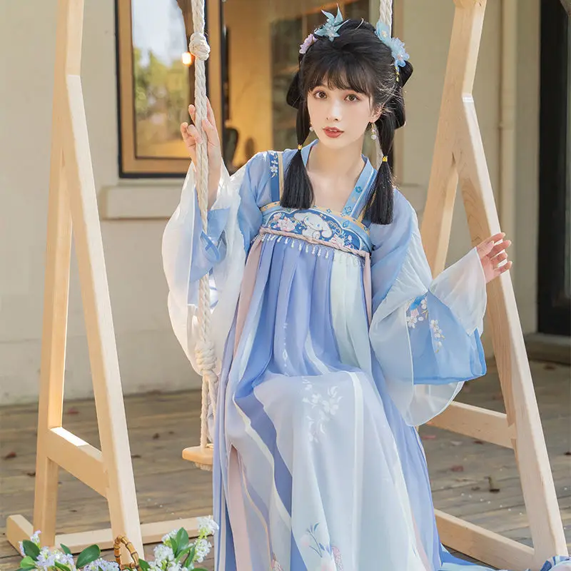 

Kawaii Sanriod Anime Hobby Cinnamoroll Kuromi Chinese Style Series Du Qinghuan Spring and Autumn Tang-Made Chest-Length Skirt