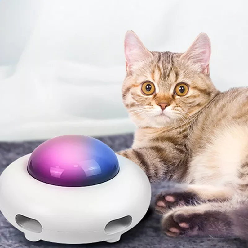 

NEW IN Cat Auto Toy Smart Teaser UFO Pet Turntable Catching Training USB Charging Cat Gift Teaser Replaceable Feather Interactiv