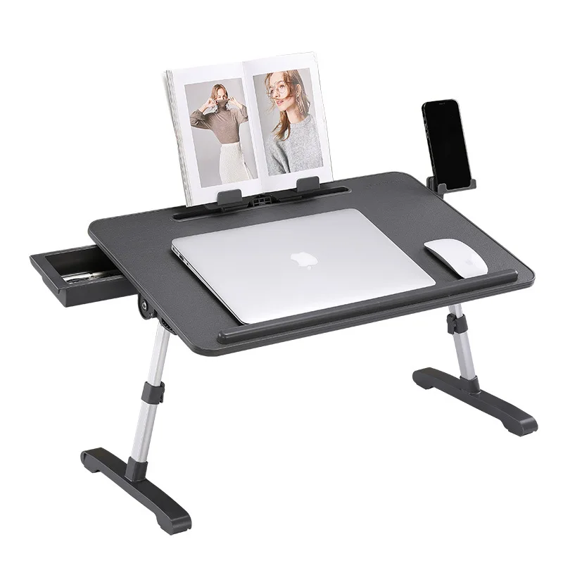 

Portable Ultralight Folding Computer Desk Adjustable Laptop Stand with Phone Holder Reading and Studying for Bed Sofa Workbench