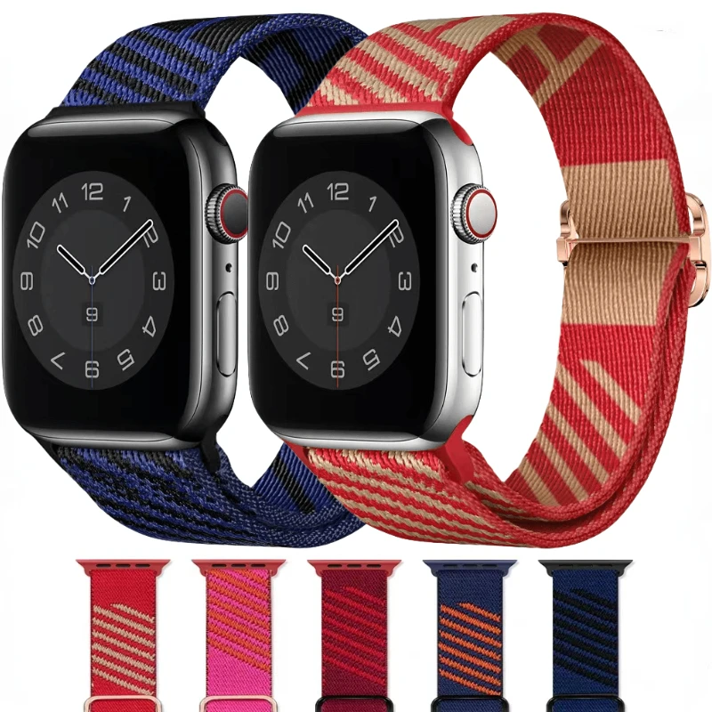 

Nylon Strap For Apple Watch Ultra 49mm 8 7 45mm 41mm Adjustable elastic bracelet wrist strap For iwatch 6 5 4 SE 44mm 42mm 40mm