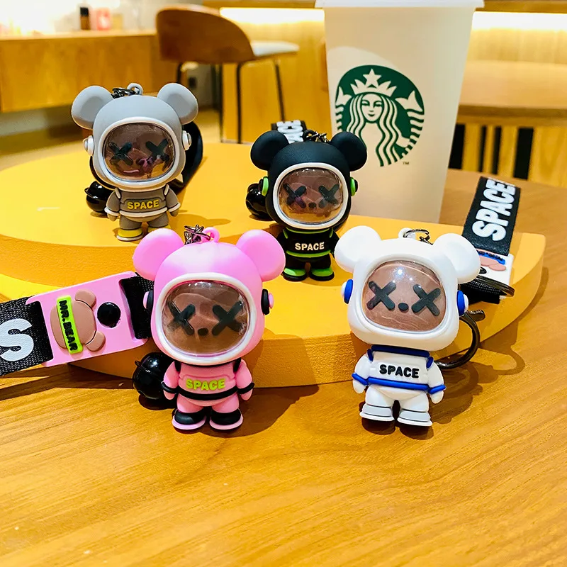 

Personality Space Bear Creative Car Animation Keychain Pendant Bag Ornaments Small Gifts For Exquisite Female Students
