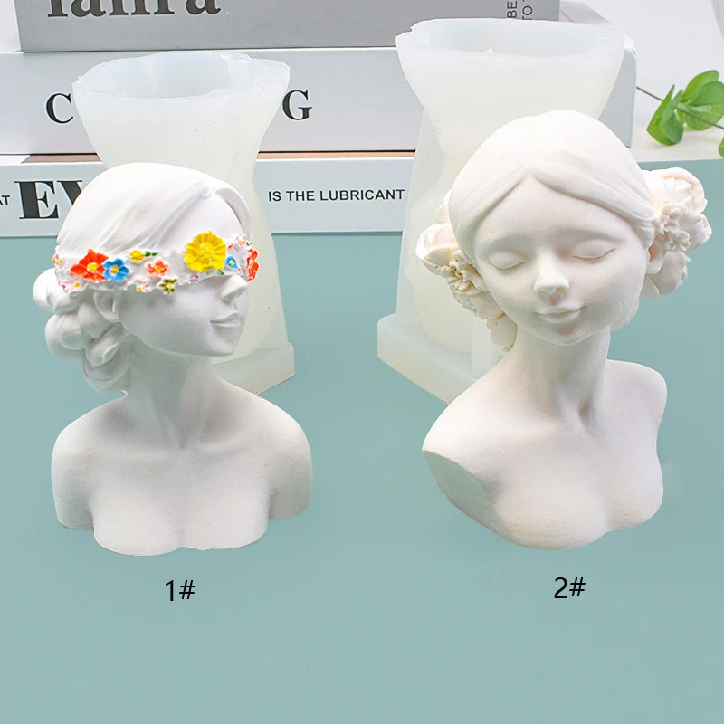 

Aomily Art Flower Blindfold Girl Crystal Epoxy Mold Silicone Mold for Making Plaster Aromatherapy Handmade Clay Decoration Mould
