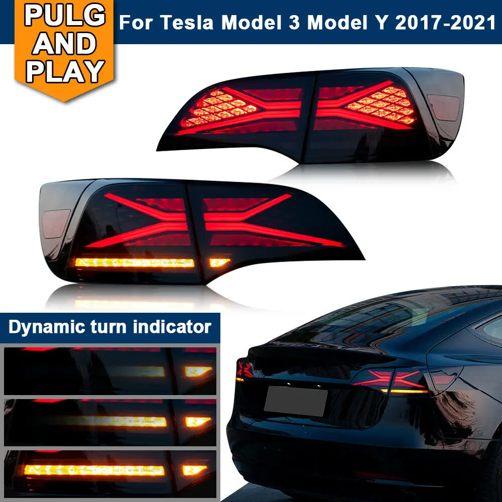 Luz trasera LED ahumada para Tesla modelo 3, modelo Y 2017, 2018, 2019, 2020, luz de marcha atrás