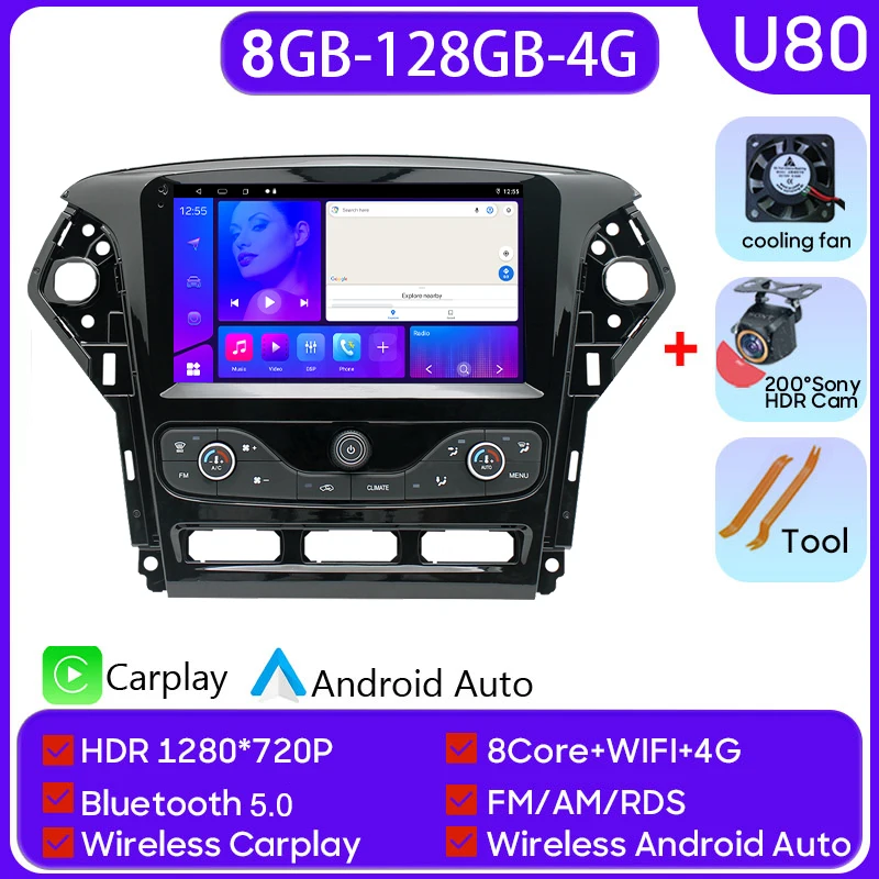 

4G для Ford Mondeo 4 MK4 2011-2014 5G WIFI автомобильный экран Android авто радио Carplay навигация мультимедийный стереоплеер 2din DVD