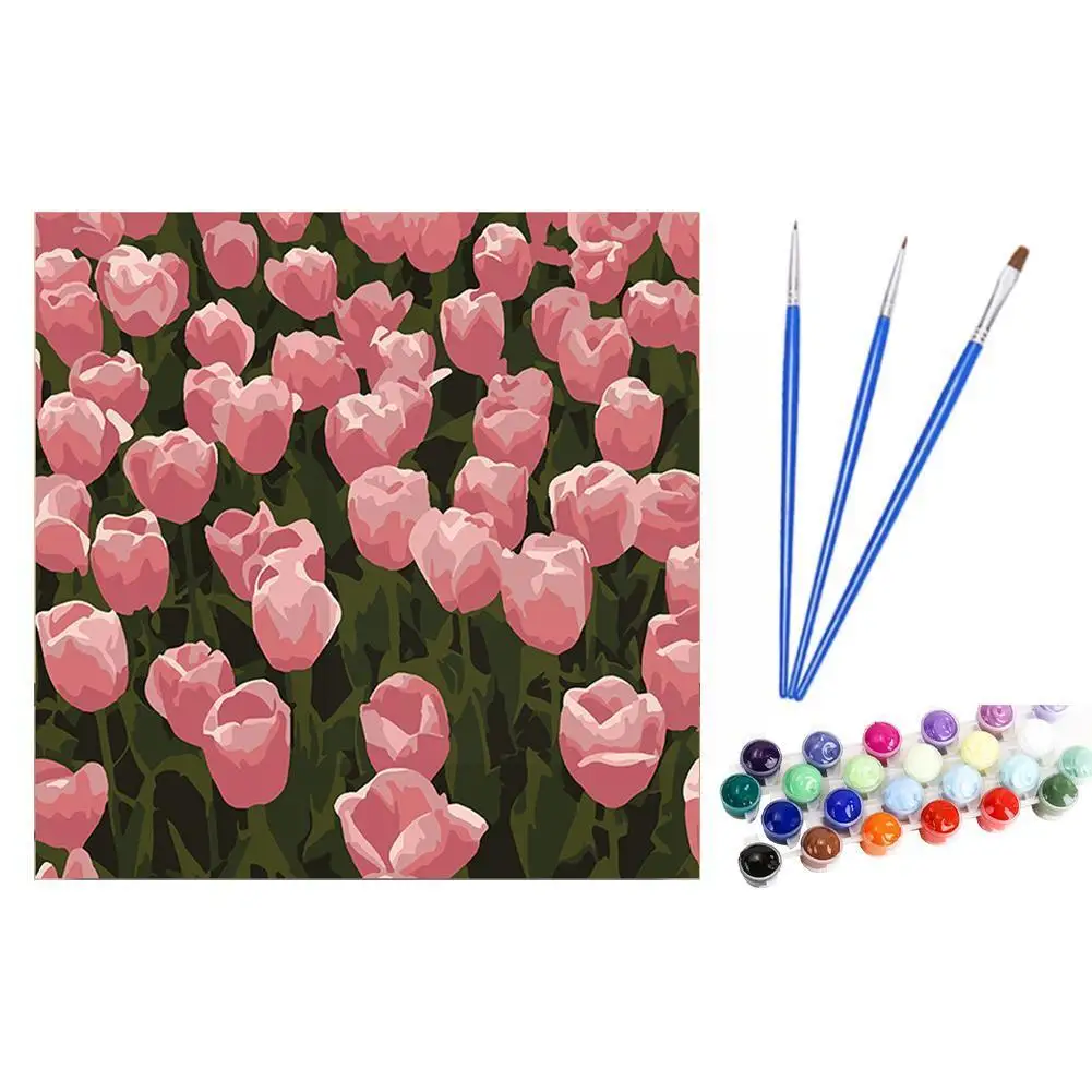 

7.89inch DIY Digital Oil Painting Handicraft Tulip Picture Card Background Props Home Flower Photo Diy Decoration N1M6