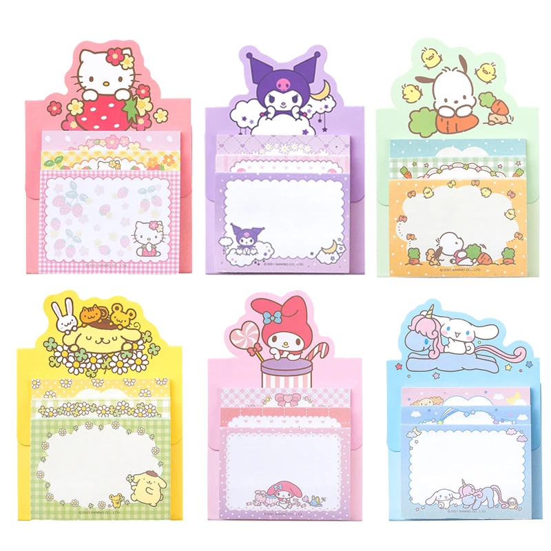 

Anime Hello Kitty Sticky Notes Sanrios Kuromi My Melody Cinnamoroll Memo Pad Message Papers Notepad Stickers Office Supplies
