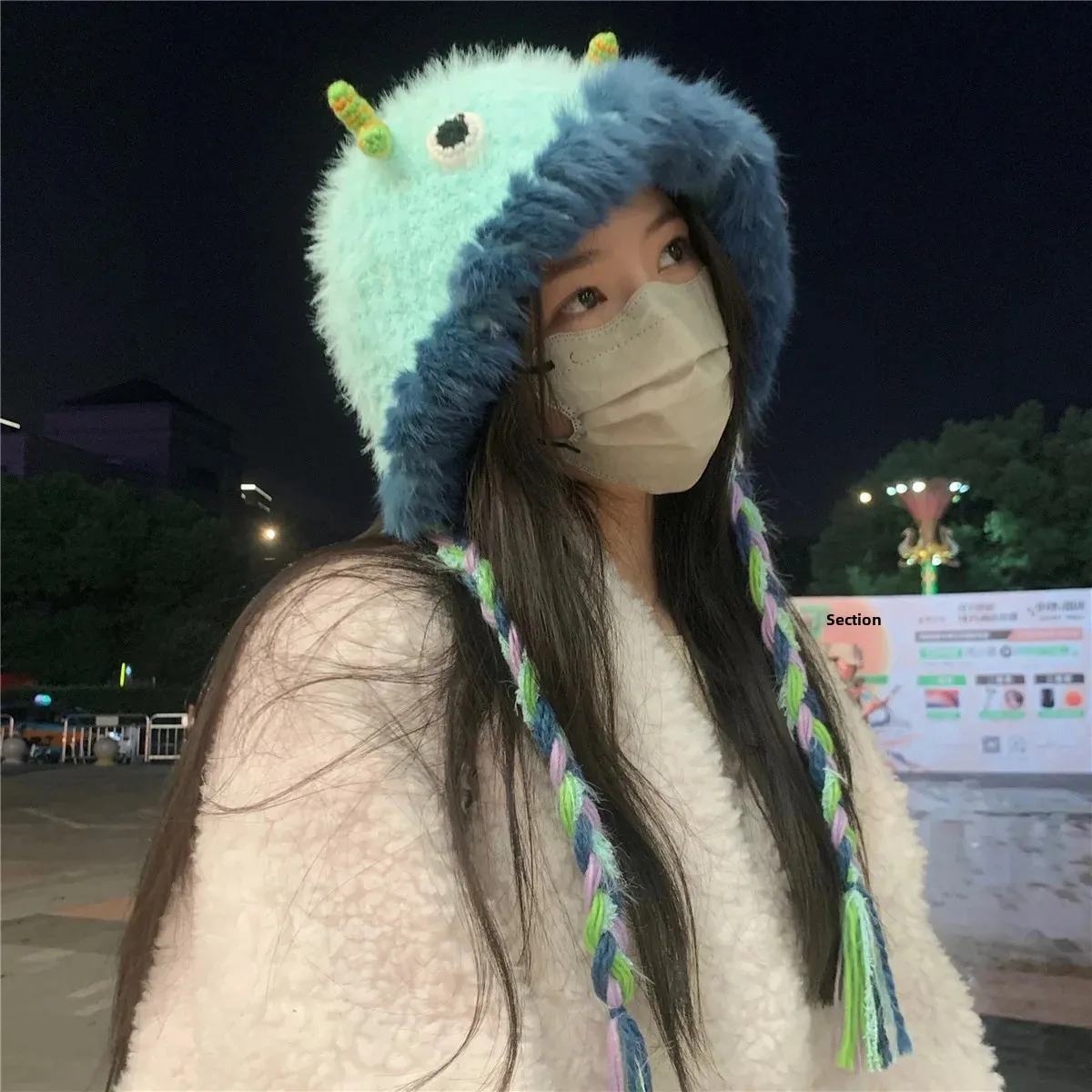 Ding Walk Dwarf милая кепка-монстр женская осенне-зимняя теплая защита ушей вязаная