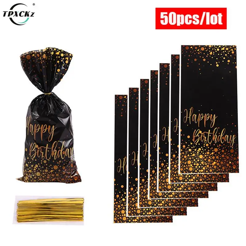 

50Pcs Eid Plastic Candy Biscuit Packing Bags Birthday Party Decoration Christmas Gift Wedding Cookie Bag Party Supplies