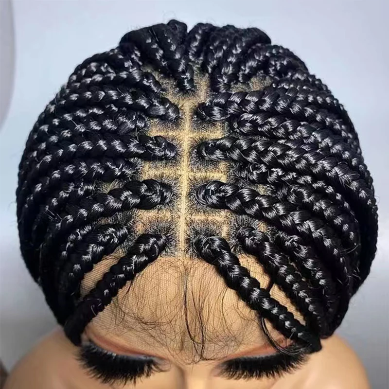 Natural 36 inch Glueless Braid Africa Braided Full Lace Front Wigs For Black Women 32 Inches Box Braided Wigs With Baby Hair