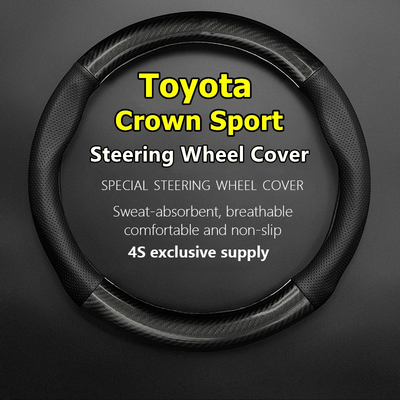 

For Toyota Crown Sport Steering Wheel Cover Genuine Leather Carbon Fiber Hybrid 2007 2013 1992 Athlete Majesta Royal 2016 2018