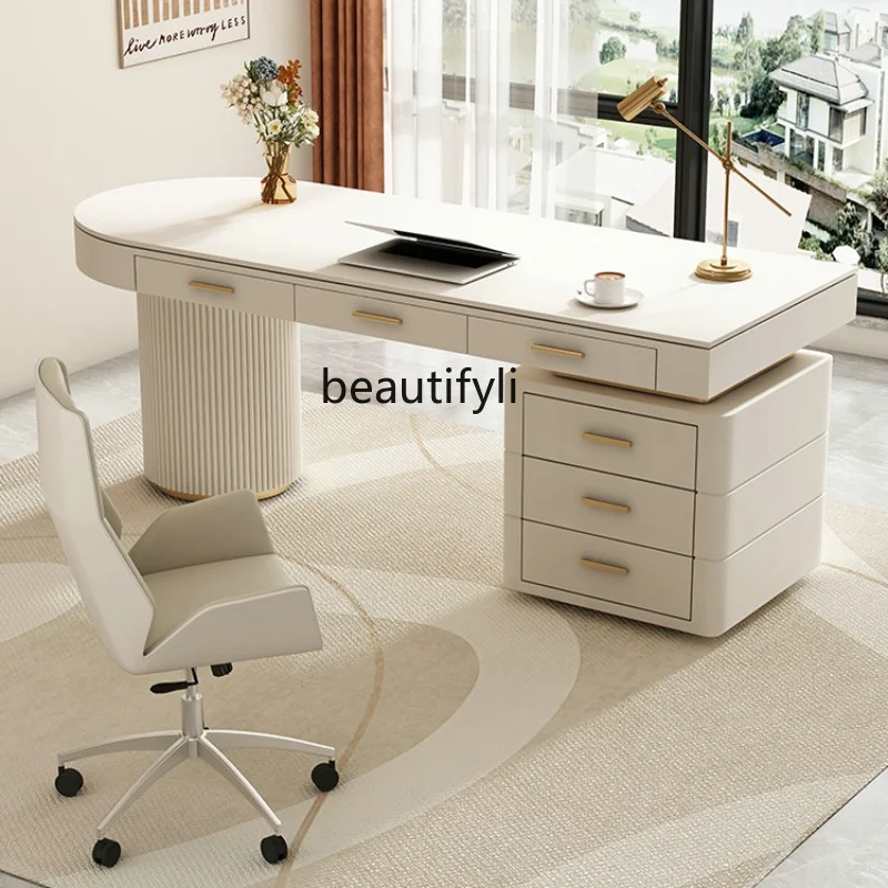 

yj Cream Style Stone Plate Desk Home Computer Desktop Desk Simple Modern Desk