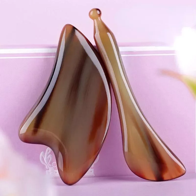 

NEW2023 2 sztuk Natural Horn skrobanie pokładzie i kijek do masażu zestaw kosmetyków twarzy oko Jawline podnoszenia skrobak s